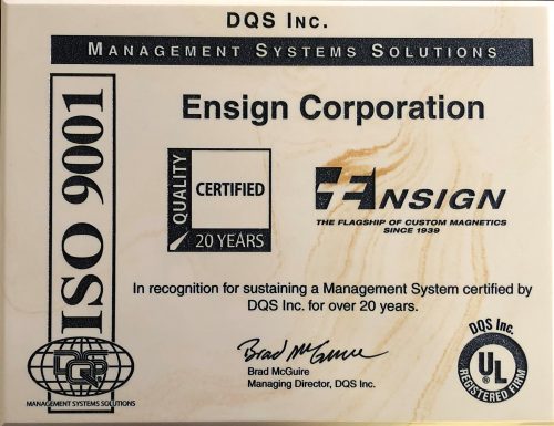 Ensign ISO9001 Award